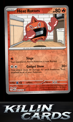 Reverse Holofoil Heat Rotom 043/182 Pokemon Common SV10: Destined Rivals Card NM