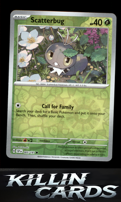 Reverse Holofoil Scatterbug 005/191 Pokemon Common SV08: Surging Sparks Card NM