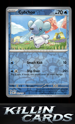 Reverse Holofoil Cubchoo 053/197 Pokemon Common SV03: Obsidian Flames Card NM