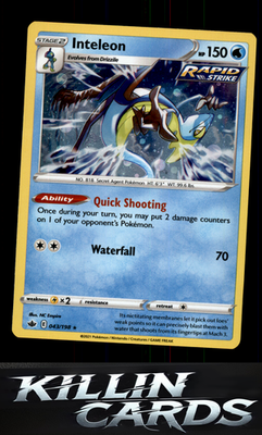 Inteleon 043/198 Pokemon Holo Rare SWSH06: Chilling Reign Card NM