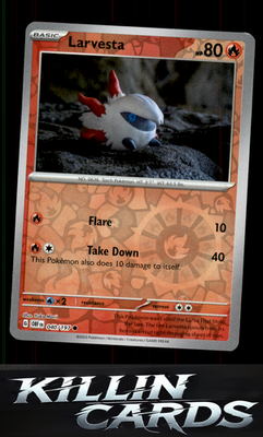Reverse Holofoil Larvesta 040/197 Pokemon Common SV03: Obsidian Flames Card NM
