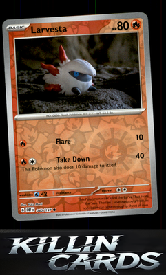 Reverse Holofoil Larvesta 040/197 Pokemon Common SV03: Obsidian Flames Card NM