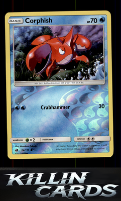 Reverse Holofoil Corphish 24/111 Pokemon Common SM - Crimson Invasion Card NM