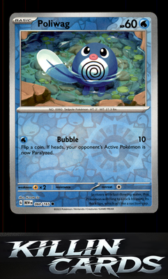 Reverse Holofoil Poliwag 060/165 Pokemon Common SV: Scarlet & Violet 151 Card NM