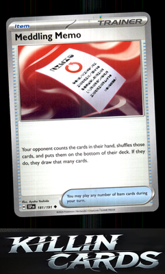 Meddling Memo 181/191 Pokemon Uncommon SV08: Surging Sparks Card NM