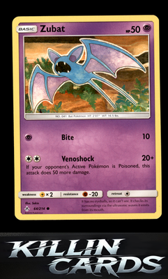Zubat 64/214 Pokemon Common SM - Unbroken Bonds Card LP
