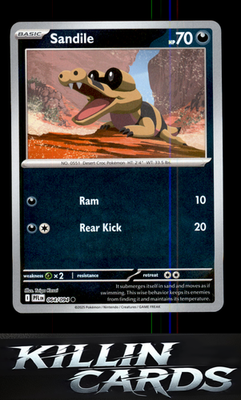 Reverse Holofoil Sandile 064/094 Pokemon Common ME02: Phantasmal Flames Card NM