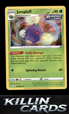 Jumpluff 004/203 Pokemon Holo Rare SWSH07: Evolving Skies Card NM