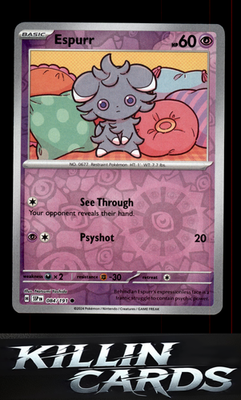 Reverse Holofoil Espurr 084/191 Pokemon Common SV08: Surging Sparks Card NM