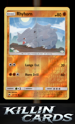 Reverse Holofoil Rhyhorn 65/147 Pokemon Common SM - Burning Shadows Card NM