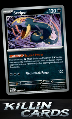 Reverse Holofoil Seviper 062/094 Pokemon Uncommon ME02: Phantasmal Flames Card N
