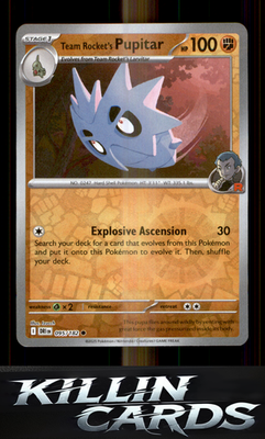 Reverse Holofoil Team Rocket's Pupitar 095/182 Pokemon Common SV10: Destined Riv