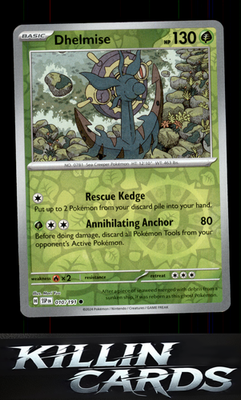 Reverse Holofoil Dhelmise 010/191 Pokemon Common SV08: Surging Sparks Card NM