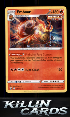 Emboar 025/163 Pokemon Holo Rare SWSH05: Battle Styles Card NM