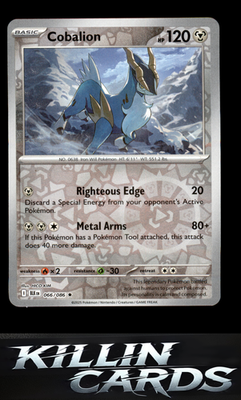 Reverse Holofoil Cobalion 066/086 Pokemon Rare SV: Black Bolt Card NM
