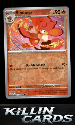 Reverse Holofoil Simisear 023/191 Pokemon Common SV08: Surging Sparks Card NM