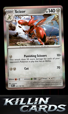Scizor 141/197 Pokemon Rare SV03: Obsidian Flames Card NM