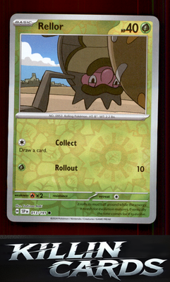 Reverse Holofoil Rellor 013/191 Pokemon Common SV08: Surging Sparks Card NM