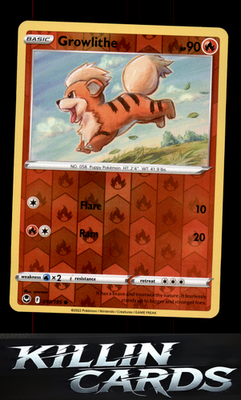 Reverse Holofoil Growlithe 019/195 Pokemon Common SWSH12: Silver Tempest Card NM