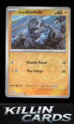 Reverse Holofoil Alolan Geodude 044/159 Pokemon Common SV09: Journey Together Ca