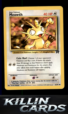 Meowth 62/82 Pokemon Common Team Rocket Card LP