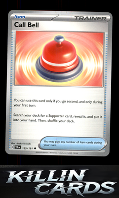 Call Bell 165/191 Pokemon Uncommon SV08: Surging Sparks Card NM