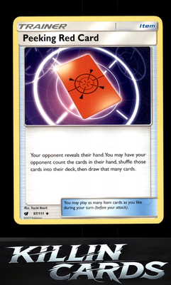 Peeking Red Card 97/111 Pokemon Uncommon SM - Crimson Invasion Card NM