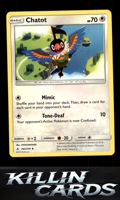 Chatot 162/214 Pokemon Uncommon SM - Unbroken Bonds Card NM