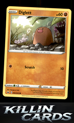 Diglett 092/202 Pokemon Common SWSH01: Sword & Shield Base Set Card NM