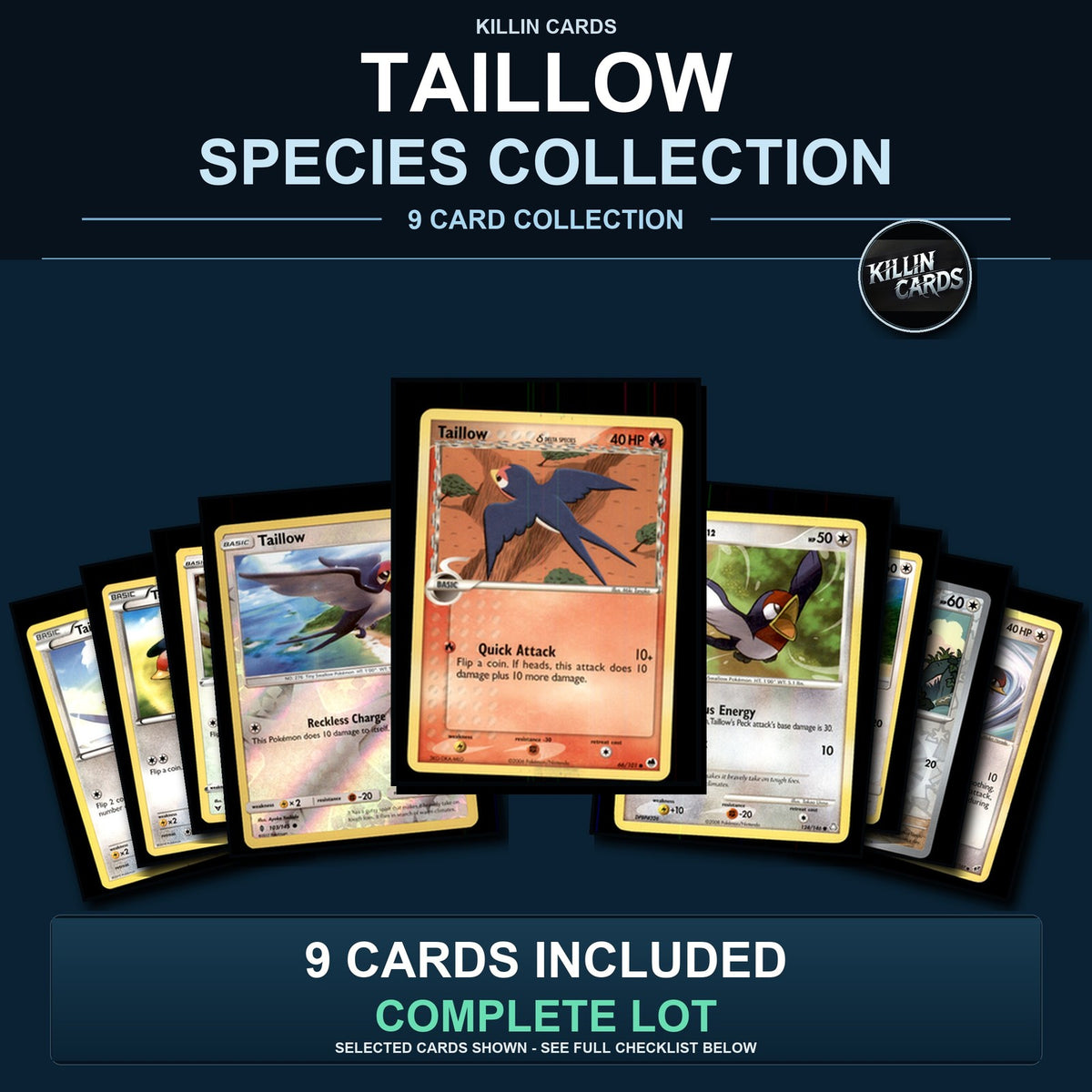 Pokemon TCG Taillow Species Collection 9 Different Cards
