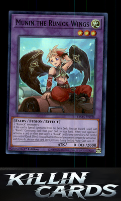 1st Edition Munin the Runick Wings TAMA-EN038 YuGiOh Super Rare Tactical Masters