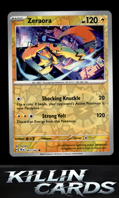 Reverse Holofoil Zeraora 057/162 Pokemon Uncommon SV05: Temporal Forces Card NM