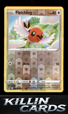 Reverse Holofoil Fletchling 150/195 Pokemon Common SWSH12: Silver Tempest Card N