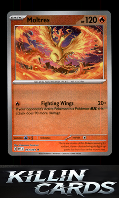 Reverse Holofoil Moltres 014/094 Pokemon Holo Rare ME02: Phantasmal Flames Card