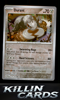 Reverse Holofoil Durant 129/182 Pokemon Uncommon SV04: Paradox Rift Card NM