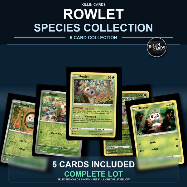 Pokemon TCG Rowlet Species Collection 5 Different Cards