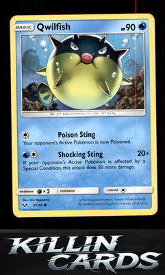 Qwilfish 21/73 Pokemon Common Shining Legends Card NM