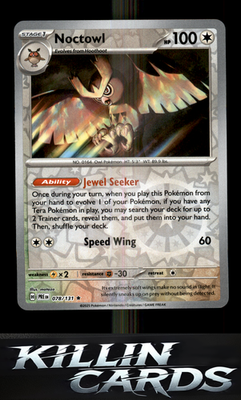 Reverse Holofoil Noctowl 078/131 Pokemon Rare SV: Prismatic Evolutions Card NM