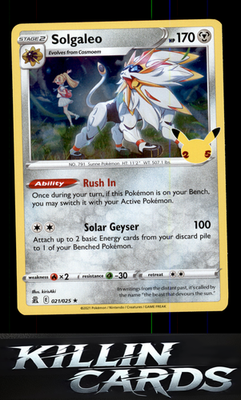 Solgaleo 021/025 Pokemon Holo Rare Celebrations Card NM