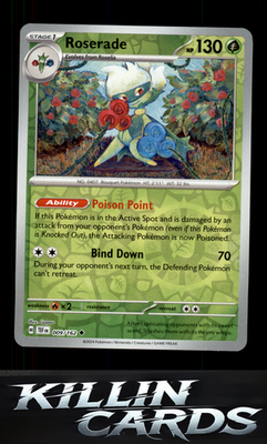 Reverse Holofoil Roserade 009/162 Pokemon Uncommon SV05: Temporal Forces Card NM