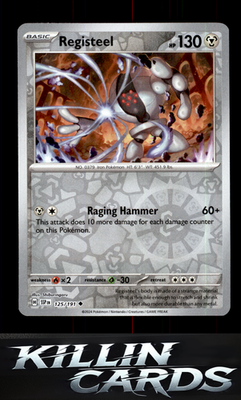 Reverse Holofoil Registeel 125/191 Pokemon Uncommon SV08: Surging Sparks Card NM