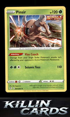 Pinsir 001/203 Pokemon Rare SWSH07: Evolving Skies Card NM