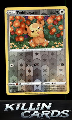 Reverse Holofoil Teddiursa 126/203 Pokemon Common SWSH07: Evolving Skies Card NM