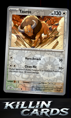 Reverse Holofoil Tauros 152/182 Pokemon Common SV10: Destined Rivals Card NM