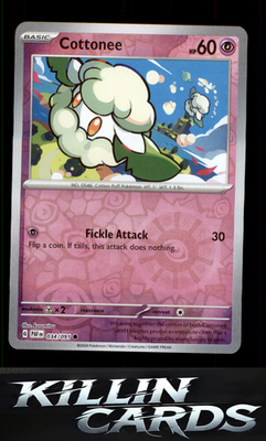 Reverse Holofoil Cottonee 034/091 Pokemon Common SV: Paldean Fates Card NM