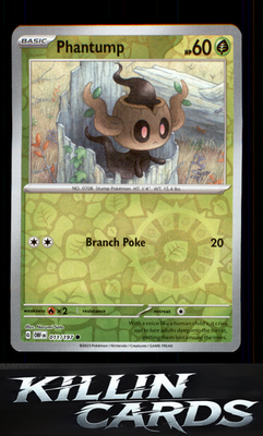 Reverse Holofoil Phantump 011/197 Pokemon Common SV03: Obsidian Flames Card LP