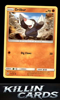 Drilbur 118/236 Pokemon Common SM - Unified Minds Card NM