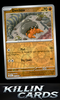 Reverse Holofoil Dwebble 051/086 Pokemon Common SV: Black Bolt Card NM