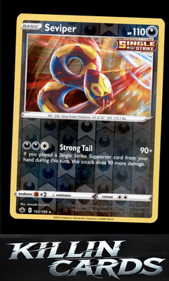 Reverse Holofoil Seviper 102/198 Pokemon Rare SWSH06: Chilling Reign Card NM