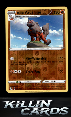 Reverse Holofoil Hisuian Arcanine 084/196 Pokemon Holo Rare SWSH11: Lost Origin